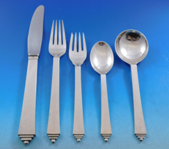 Pyramid by Georg Jensen Sterling Silver Flatware Set 6 Service 30 pieces Dinner - £3,916.51 GBP