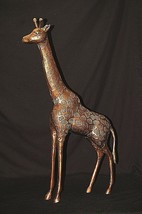 Classic Large 26&quot; Metal Giraffe w Bronze Finish African Safari Animal Fi... - $148.49