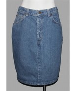 VTG Levi&#39;s Blue Denim 5-Pocket Zipper White Tab Knee Length Skirt Wm&#39;s 1... - $50.59 CAD
