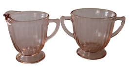 Vintage Macbeth Evans Petalware Pink Depression Glass Ribbed Creamer/Sugar Bowl - £9.40 GBP