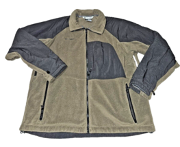 Columbia Sportswear mens L fleece jacket Brown Black Full zip collar interchange - £16.63 GBP