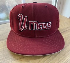 Vintage Umass Minutemen Pro Line Pro Model Fitted Hat Wool Red USA 6 7/8 NOS - £27.68 GBP