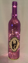 Decorative Halloween Skull Purple Sparkle Glitter Bottle with LED string lights - £12.05 GBP