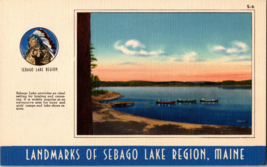 Landmarks Of Sebago Lake Region Maine Multi View Portrait Linen Postcard (A11) - £4.56 GBP
