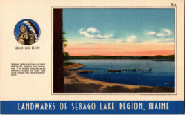 Landmarks Of Sebago Lake Region Maine Multi View Portrait Linen Postcard (A11) - $5.84