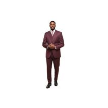 Mens Three Piece Suit Vested VITALI Soft Fabric With Sheen M3090 Burgundy 3Piece image 2