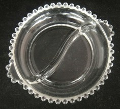 Vintage Candlewick Beaded Glass Divided Relish Dish Handled Clear Round ... - $9.40
