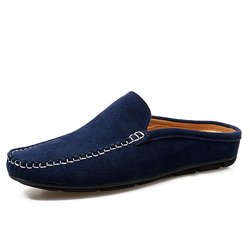 Fashion Summer Half Shoes for Men Mules Suede Leather Loafers Slippers M... - £40.92 GBP