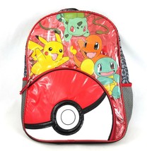 Pokemon School Backpack Book Bag 17 Inch Pikachu Charmander Poke Ball Re... - $29.58