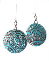 Abstract Stamped Design Hand Painted Polymer Clay Earrings Casual Fashion Jewelr - £16.86 GBP