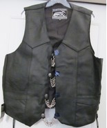 EVENT Leather Vest Jacket Motorcycle Biker Nickel Chains Shaf Intl Men&#39;s... - £69.13 GBP
