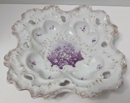 VTG Rosenthal &amp; Company Square Bowl Germany Porcelain Purple Flower Gold... - £32.72 GBP