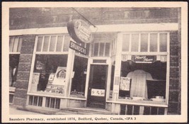 Bedford Quebec Canada Antique Postcard - Saunders Pharmacy Exterior - £9.98 GBP