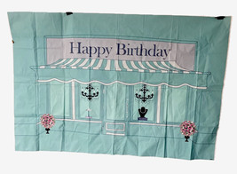 Breakfast Blue Tiara Happy Birthday Backdrop Turquoise Store Front  36”x... - $10.77