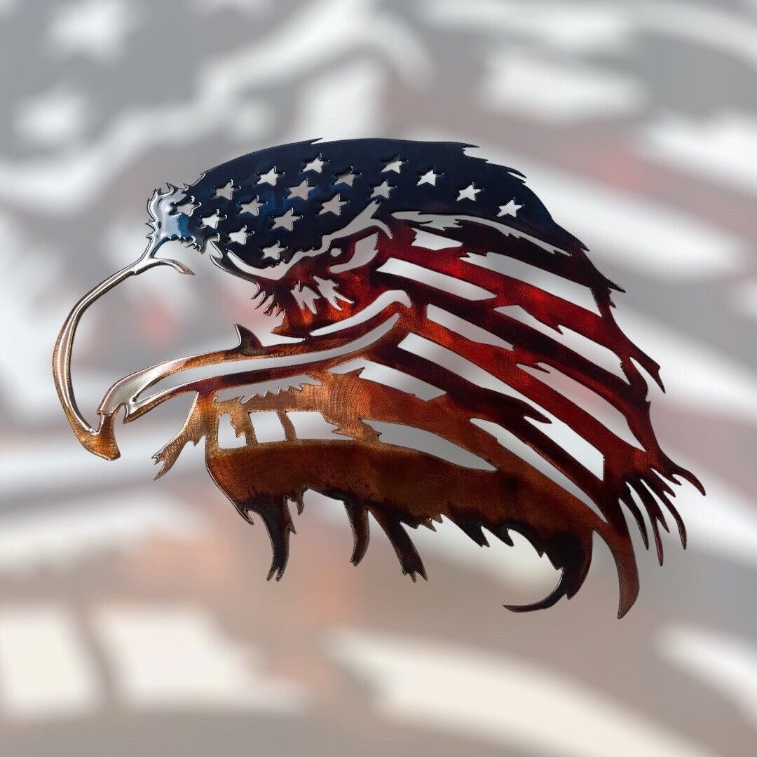 Patriotic Bald Eagle Stars and Stripes 14 1/2"w x 12 1/2" t - $56.98