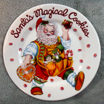 Santa&#39;s Magical Cookies Stoneware Sakura Inc Christmas Plate Cheryl Ann Johnson - £7.20 GBP