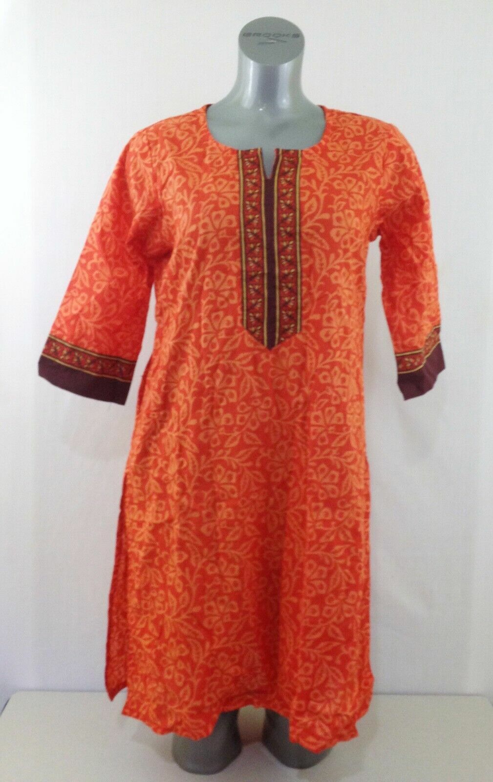 SRISHTI Girls XL Orange Core Printed Straight Ethnic Indian Kurta New wi... - $7.92