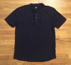 Gap Mens 3 Button Dark Navy Blue Short Sleeve Henley Shirt S Small - $29.99
