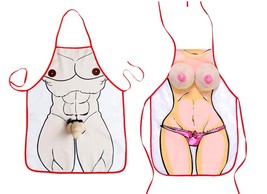 Novelty Sexy Funny Kitchen Apron Naked Man or Woman Joke Apron Hen Night... - $16.99