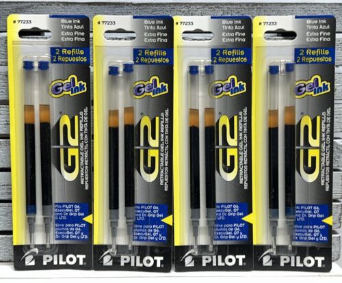 Pilot G2 Gel Ink Refills 2-Pack Blue Extra-Fine- Pack of 4 - NEW - Made in Japan - $8.90