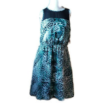 Kensie &quot;Birch Combo&quot; Green &amp; Black Animal Print Fit &amp; Flare Dress S NEW - £33.39 GBP