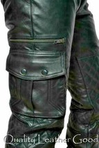 Mens Leather Leder Cargo Motorcycle Biker Breeches Pants Trousers CBB1 XL/42 - £70.90 GBP