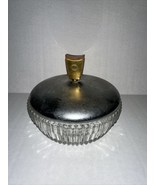 VINTAGE GLASS POWDER JAR~SUNBURST BOTTOM~SILVER METAL LID - $318.02 MXN