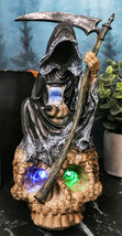 Faceless Grim Reaper Skeleton On Colorful LED Eyes Morphing Skull Figurine - £31.26 GBP