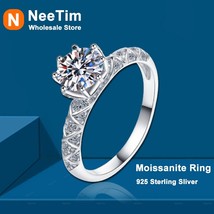 NeeTim Moissanite Diamond Ring for Women 14K White Gold Plated 925 Sterling Silv - £41.11 GBP