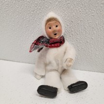 Vintage 1992 Byers Choice Christmas Child in White Snow Suit Scarf Posable 5.5&quot; - £14.72 GBP