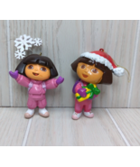 Dora the Explorer Christmas Tree Ornaments lot 2 Santa hat snowflakes 2003 - £11.82 GBP