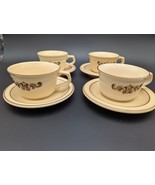Pfaltzgraff &quot;Village&quot; Set of 4 FLAT CUPS &amp; SAUCERS, Stoneware #06-001, 0... - $29.75