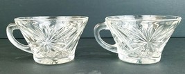 1950s Starburst Punch Bowl Cups Set Of 2 Clear Glass 2.25&quot; Tall x 3.5&quot; Vtg - £9.10 GBP