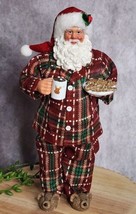 Santa Claus In Pajamas Cookies Cocoa Doll Figurine Christmas Statue Tabl... - £26.27 GBP