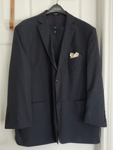 Mens 2-Piece Dark Gray Pinstripe Dress Suit by Andrew Fezza from Moores Size 28P - £39.79 GBP