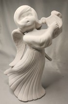 Ceramic Bisque Atlantic Angel with Lyre Harp Ready to Paint Vintage 1973 - £23.11 GBP