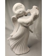 Ceramic Bisque Atlantic Angel with Lyre Harp Ready to Paint Vintage 1973 - £22.71 GBP