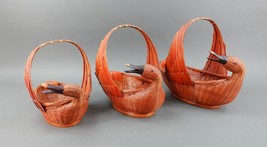 Shanghai Handicrafts Vintage Chinese Wicker Rattan Duck Goose Baskets Set Of 3 - £141.54 GBP