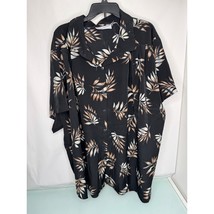 Vintage A Personal Touch Women&#39;s Hawaiian Shirt Top Button Up Black Plus... - £15.55 GBP