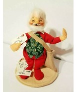 Annalee 8 1/2&quot; Santa in Green Vest with Mailbag and Letters Vintage 1991... - £19.61 GBP