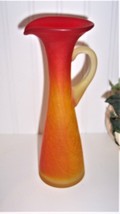 Vintage Kanawha Satin Crackle Glass Amberina Pitcher Ewer Vase - £15.63 GBP
