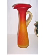 Vintage Kanawha Satin Crackle Glass Amberina Pitcher Ewer Vase - £15.58 GBP