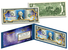 SCORPIO * Horoscope Zodiac * Genuine Legal Tender Colorized U.S. $2 Bill - £11.17 GBP