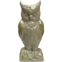 Belleek Ireland Porcelain Horned Owl Vase Creamer Yellow Canary Luster Vintage - £33.17 GBP