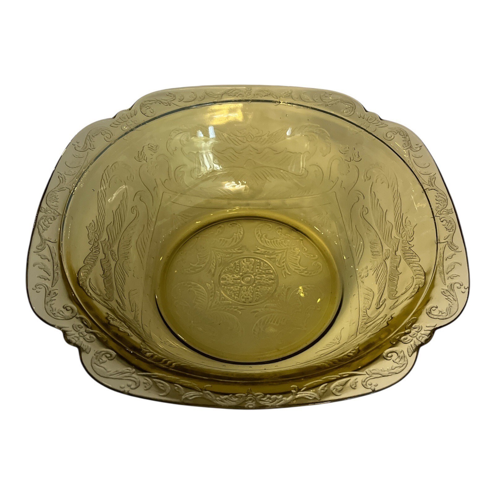 Vintage Hocking Depression Glass Bowl – Amber Princess Pattern – 1930s P... - $24.30