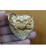 (b-allig-10) Alligator gator swamp lake heart brass pin brooch love FL g... - £14.75 GBP