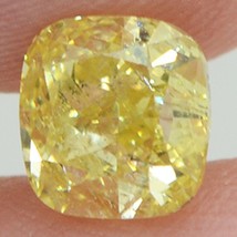 Cushion Cut Diamond Fancy Yellow Color Loose SI1 Certified Enhanced 1.01... - $29,868.16 MXN