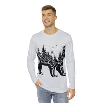 Men&#39;s Long Sleeve Shirt with Forest Bear Graphic, Polyester, Soft and Comfortabl - £33.87 GBP+