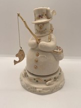 LENOX CHINA JEWELS COLLECTION MUSICAL Snowman Fishing Rotates Plays Song - £16.83 GBP