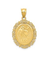 14K Yellow Leo Zodiac Oval Pendant - €251,61 EUR